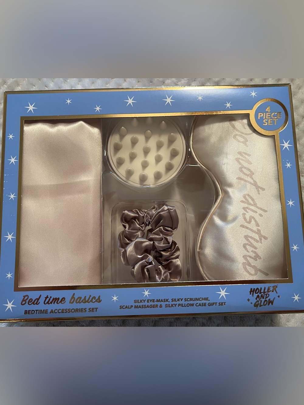 Silky Sleep Accessory Set - Taupe Satin Eye Mask & Scrunchies